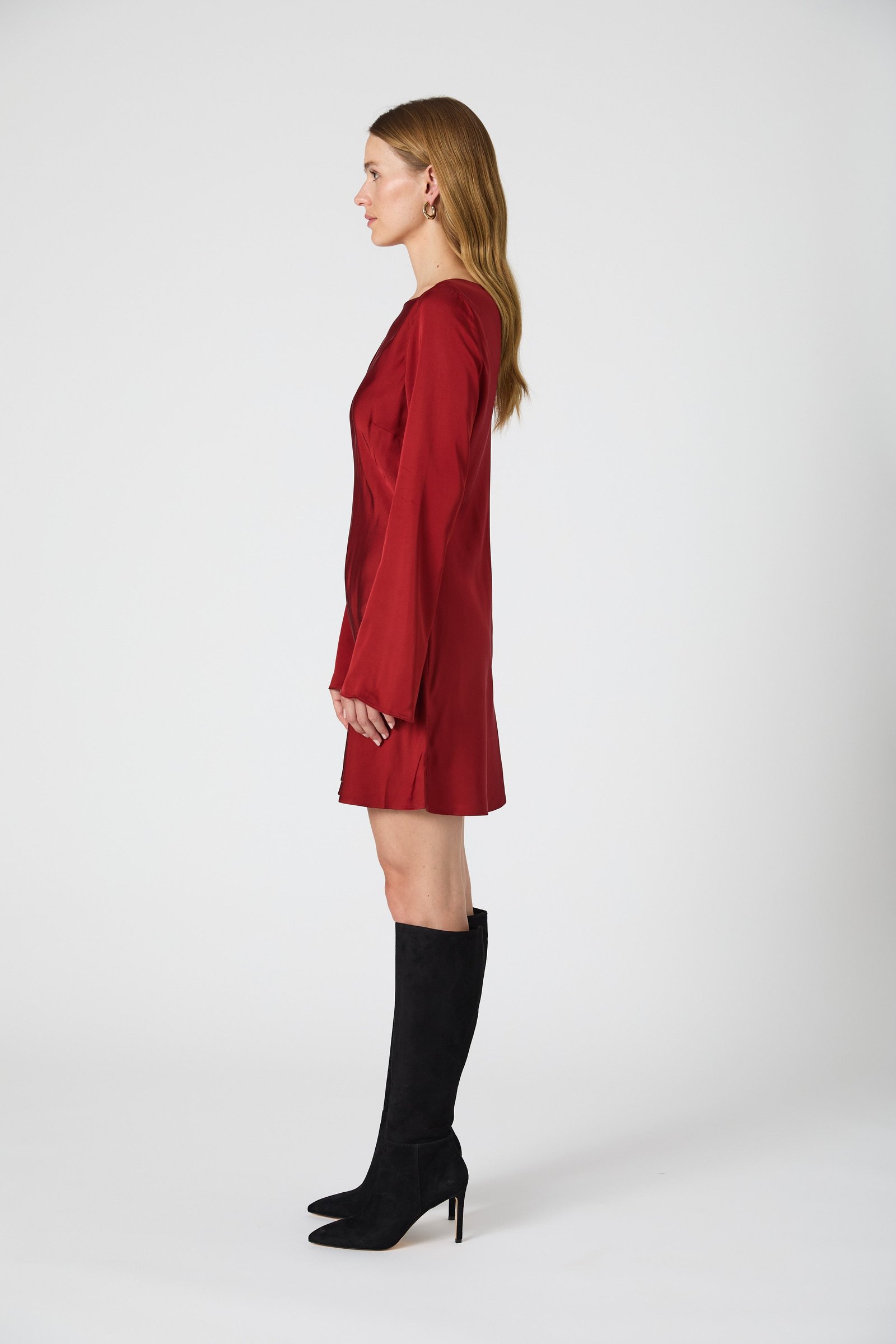 Ennis Satin Longsleeve Mini Dress EK19